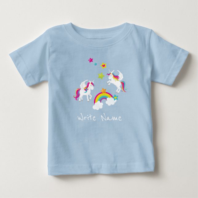 Unicorn Rainbow Stars. Fairy Tale Baby Tee (Framsida)