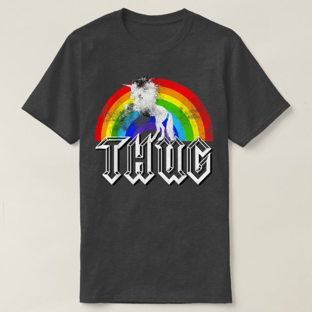 Unicorn Rainbow Thug , Funny distressed Gift  T Shirt (Design framsida)