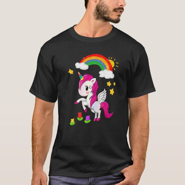 Unicorn Rainbow V2 Cute Forever Front Back Idea T Shirt (Framsida)