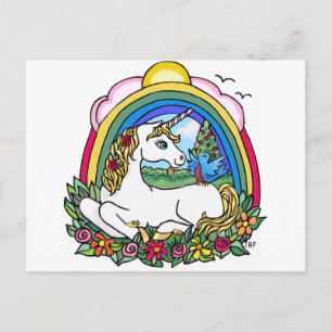 Unicorn & Rainbow Vykort