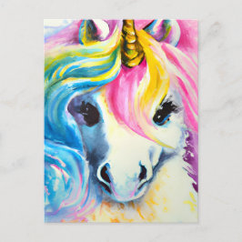 Unicorn Rainbow Watercolor Vykort
