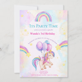 Unicorn & Rainbows Kids Party bjudan Inbjudningar