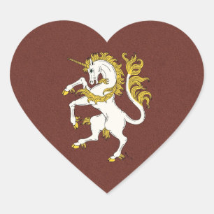 Unicorn Rampant Hjärtformat Klistermärke