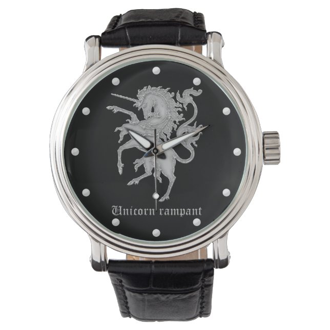 Unicorn rampant medeltida heraldry armbandsur (Framsida)
