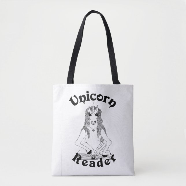 Unicorn Reader - Tote Bag, Medium Tygkasse (Framsida)