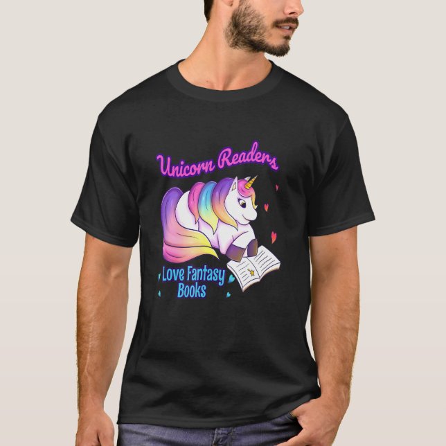 Unicorn Readers Love Fantasy Books  2 T Shirt (Framsida)