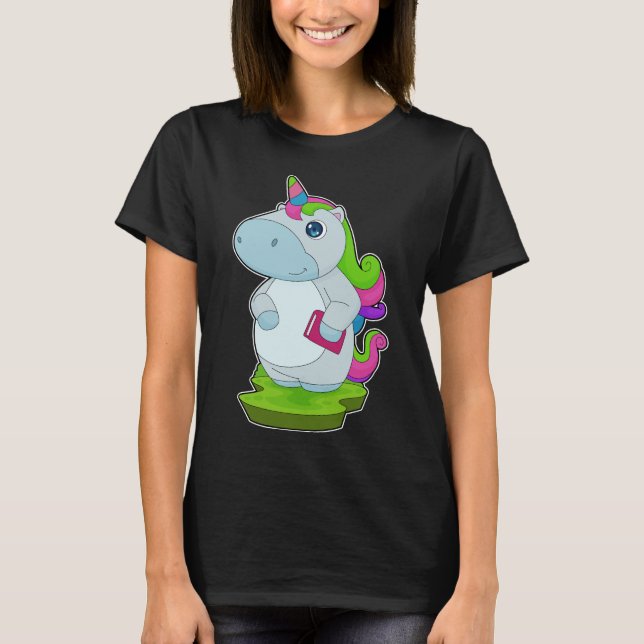 Unicorn Reading Bok T Shirt (Framsida)