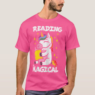 Unicorn Reading Magic Bok Älskare Bookworm Girls T Shirt