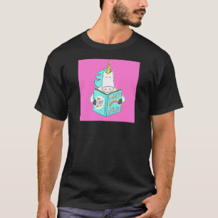 Unicorn Reading Magic Tricks Bok Cute Humor Rosa T Shirt