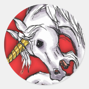 Unicorn Red-dekal Runt Klistermärke