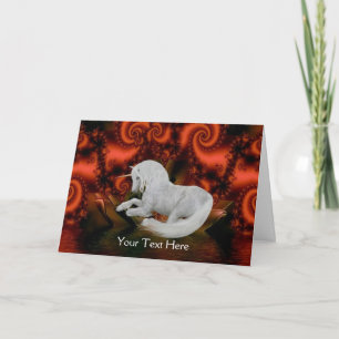 Unicorn Red Fractalals Fantasy Art PhoCard Kort