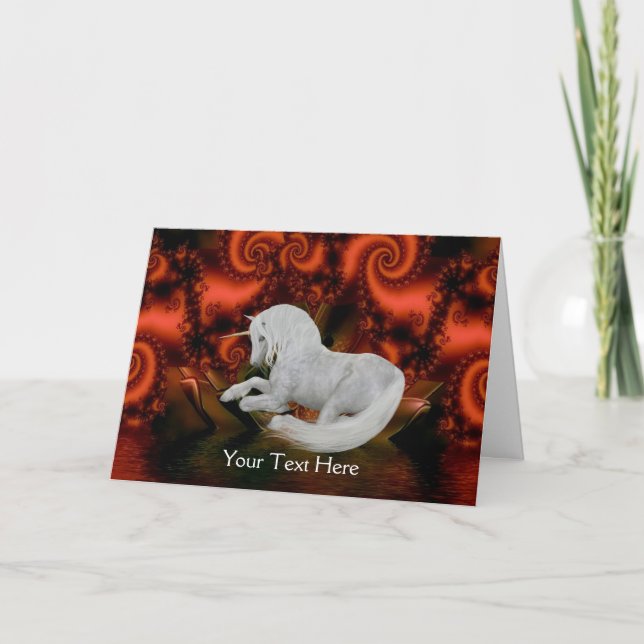 Unicorn Red Fractalals Fantasy Art PhoCard Kort (Framsida)