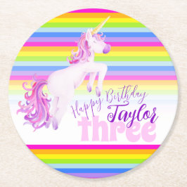Unicorn-regnbåge 3-årsdagen party underlägg
