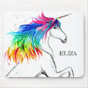 Unicorn regnbåge vattenfärg Färgfyllda barn Girly Musmatta
