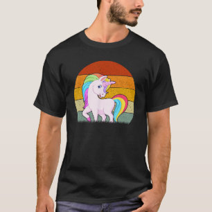 Unicorn Retro Stil Vintage T Shirt