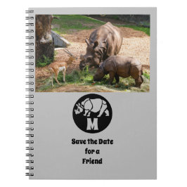 Unicorn Rhino Silhouette Monogram Photo Anteckningsbok