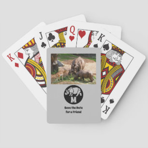 Unicorn Rhino Silhouette Monogram Photo Casinokort