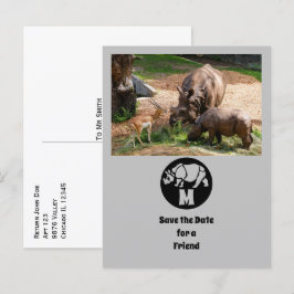 Unicorn Rhino Silhouette Monogram Photo Inbjudan Vykort