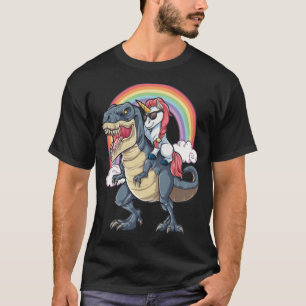 Unicorn Riding Dinosaur kärlek far  T Shirt