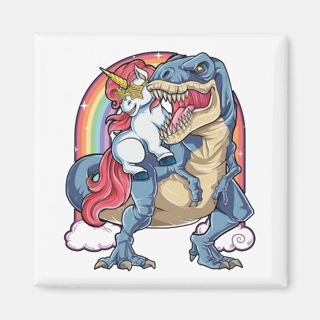 Unicorn Riding Dinosaur Magnet (Framsidan)