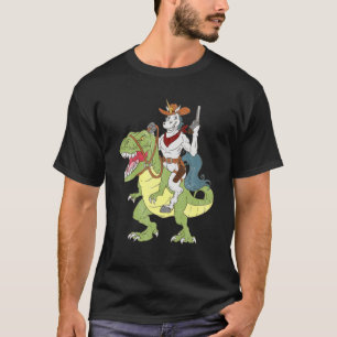 Unicorn Riding Dinosaur Rex Vintage Cowboysheriff T Shirt