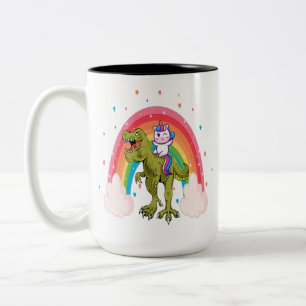 Unicorn Riding Dinosaur Två-Tonad Mugg