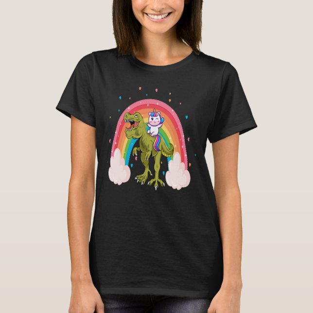 Unicorn Riding Dinosaur Women T-Shirt (Framsida)
