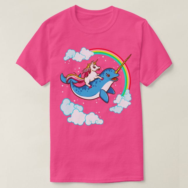Unicorn Riding Narwhal Cute Magic T Shirt (Design framsida)
