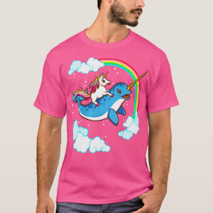 Unicorn Riding Narwhal Cute Magic T Shirt
