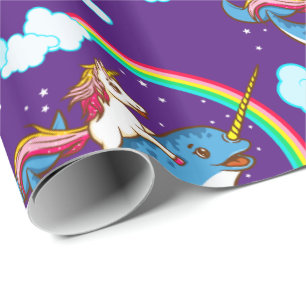 Unicorn Riding Narwhal Presentpapper