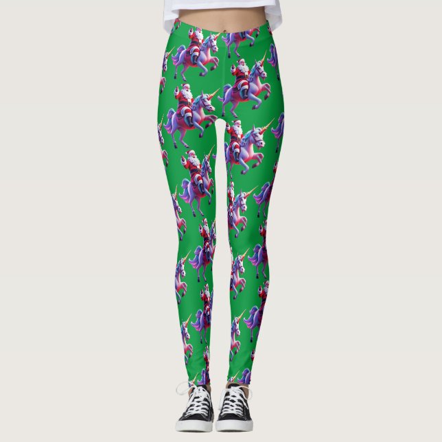 Unicorn Riding Santa Leggings (Framsida)