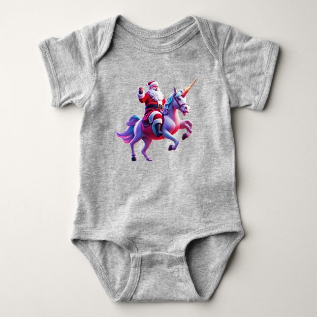 Unicorn Riding Santa T Shirt (Framsida)