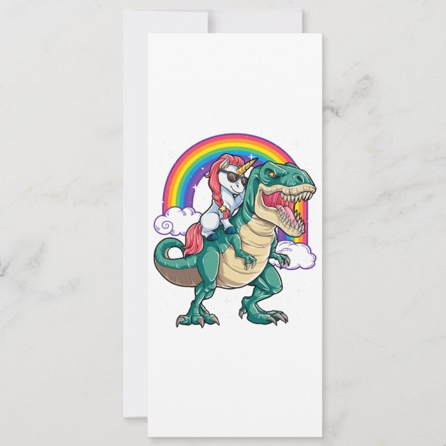 Unicorn Riding T rex Dinosaur Boys Girls Manar Kvi Spara Datumet (Framsida)