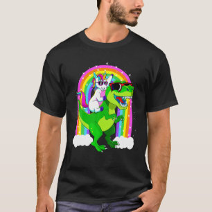 Unicorn Riding Trex Dinosaur T Rex Girls Boys Kids Shirt
