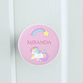 Unicorn Rinbow rosa namn flicka Knopp