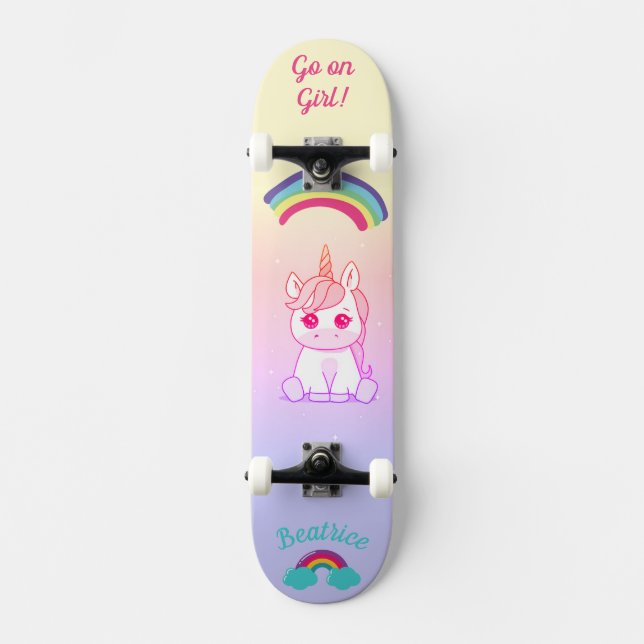 Unicorn Rinbow Skateboard (Framsida)