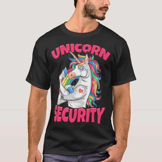 Unicorn Rinbow Unicorn Security T Shirt (Framsida)