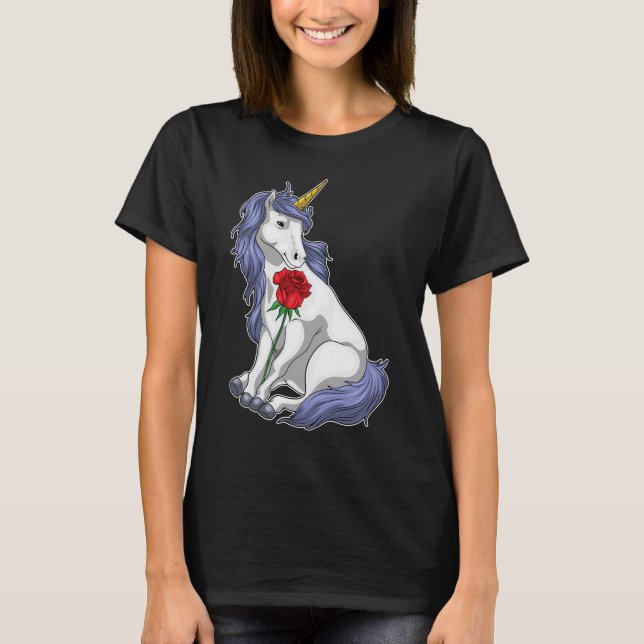 Unicorn Ro Flower T Shirt (Framsida)