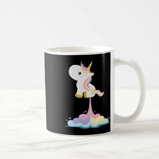 Unicorn Rocket Rainbow Clouds Kaffemugg (Höger)