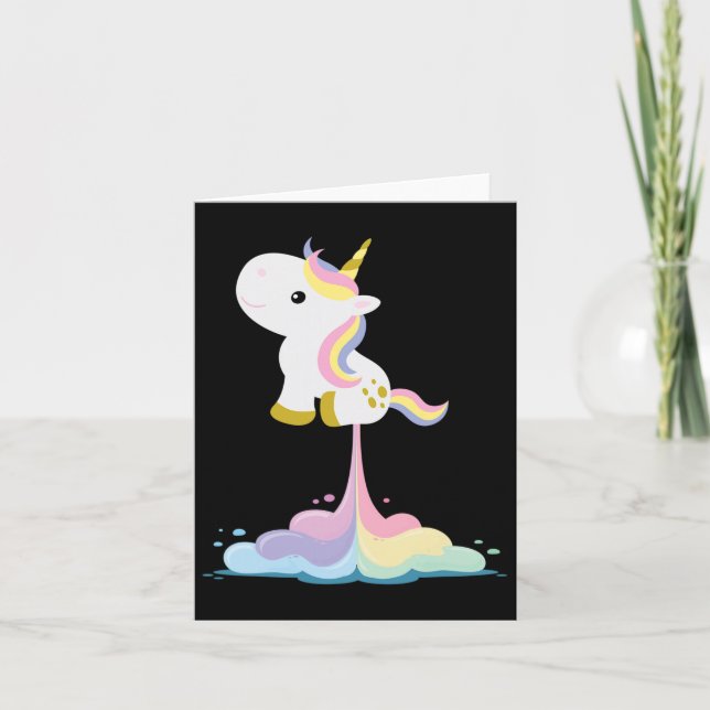 Unicorn Rocket Rainbow Clouds Kort (Framsida)