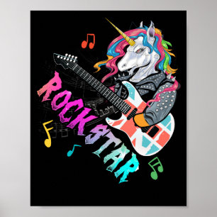 Unicorn Rockstjärna Guitar Rockin' Music Singer Poster