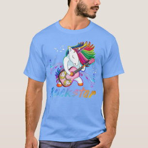 Unicorn Rockstjärna Guitar Rockin Music singer Tee