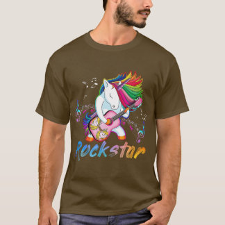 Unicorn Rockstjärna Guitar Rockin musiksångare T Shirt
