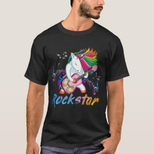 Unicorn Rockstjärna Guitar Rockins musiksångare T Shirt