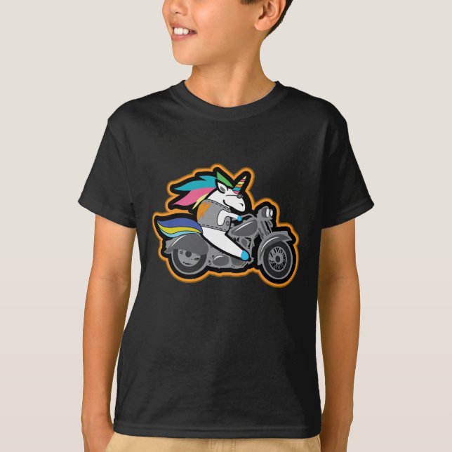 Unicorn - rolig bikermotorcykel Motorbiker T Shirt (Framsida)