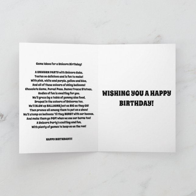 UNICORN-roligt för födelsedagskort Kort (Inuti)