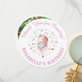 Unicorn Rosa Ballerina Födelsedagsfest Tack Kort