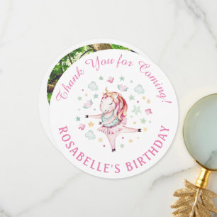 Unicorn Rosa Ballerina Födelsedagsfest Tack Kort