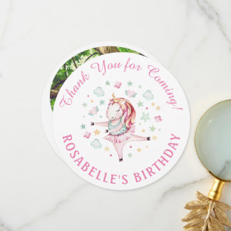 Unicorn Rosa Ballerina Födelsedagsfest Tack Kort