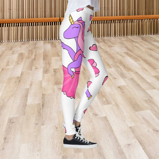 Unicorn rosa ballerina med hjärtan leggings